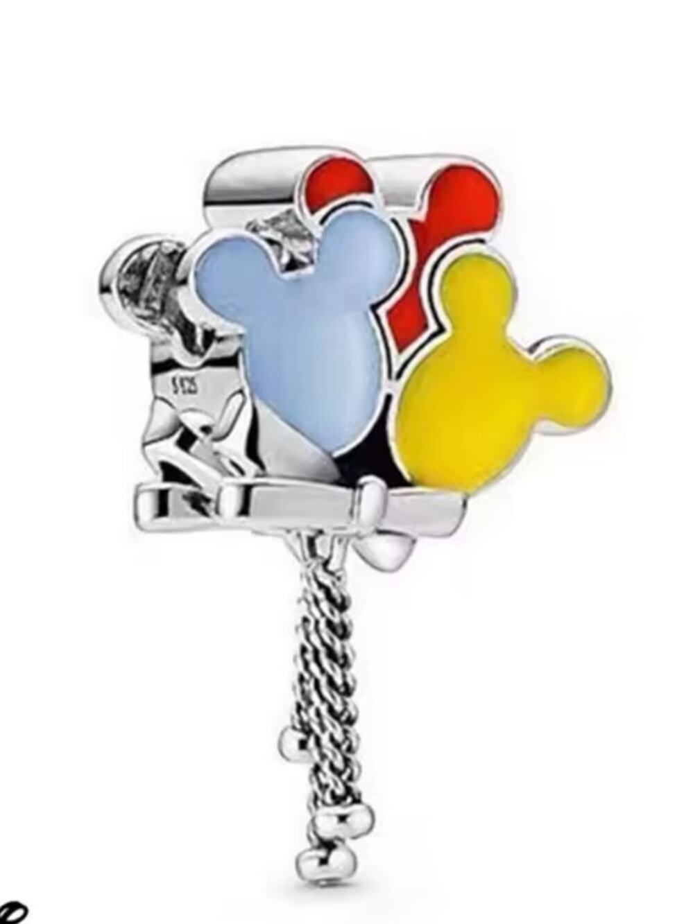 Sterling Silver Mickey Balloon Charm Bead Bracelet